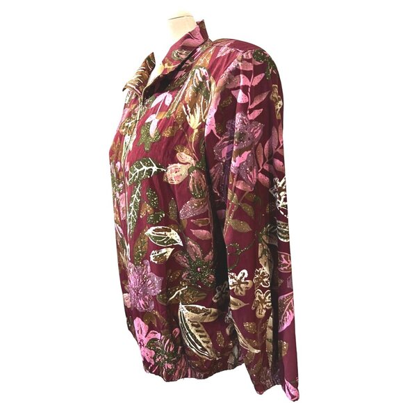 Vintage Seventies Cottage Core Windbreaker Sz M Petite Womens by Blair Floral Bu - Picture 5 of 8